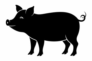 

Pig Animal Logo Black Silhouette Vector, Pig Silhouette, Pig graphic icon
