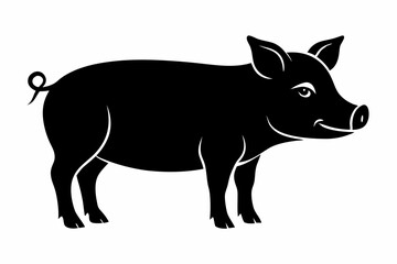 

Pig Animal Logo Black Silhouette Vector, Pig Silhouette, Pig graphic icon
