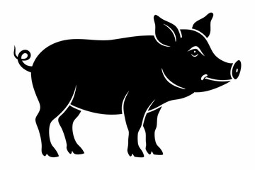 Fototapeta premiumPig Animal Logo Black Silhouette Vector, Pig Silhouette, Pig graphic icon 