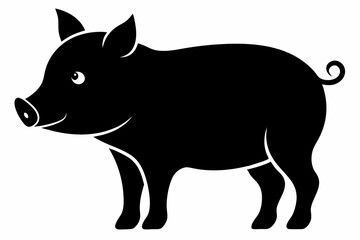 

Pig Animal Logo Black Silhouette Vector, Pig Silhouette, Pig graphic icon
