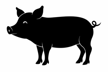 

Pig Animal Logo Black Silhouette Vector, Pig Silhouette, Pig graphic icon
