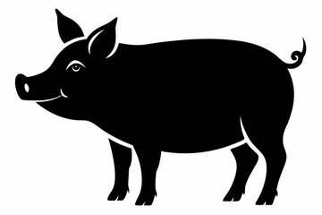 

Pig Animal Logo Black Silhouette Vector, Pig Silhouette, Pig graphic icon
