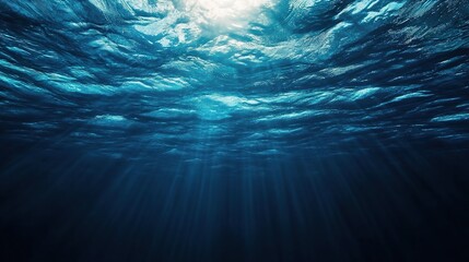 Underwater Light Rays Through Ocean Surface