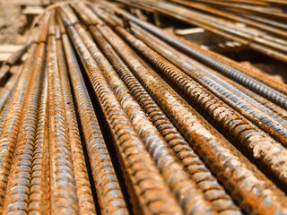 Sturdy steel rebars at a construction site