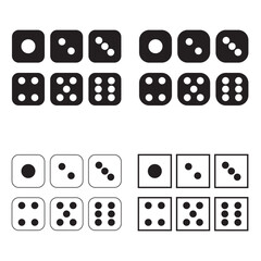 illustration vector icon set for dice face on plain white background.