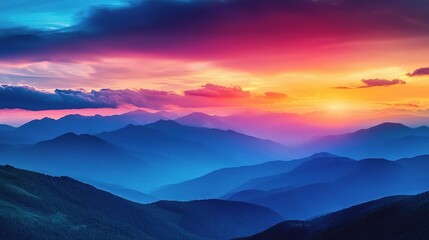 Obraz premium Serene Mountain Landscape at Sunset
