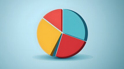 Fototapeta premium Four-Sectioned Pie Chart with a Blue, Red, Yellow, and Red Design