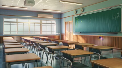 school room with chairs and table