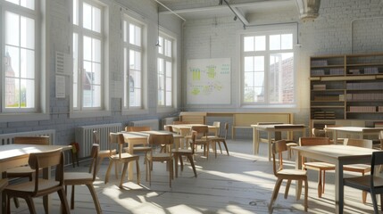 school room with chairs and table