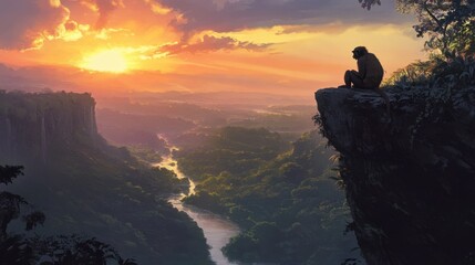 Serene Sunset Over a Verdant Landscape