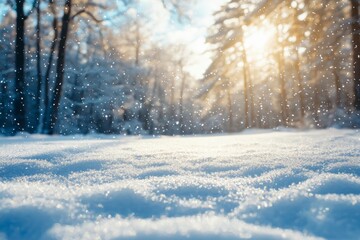 Naklejka premium Winter season background in white snow landscape
