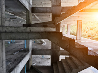 A well constructed set of stairs with concrete elements