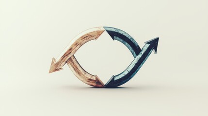 Minimalist infinity loop made of arrows, symbolizing continuous business synergy and collaboration.