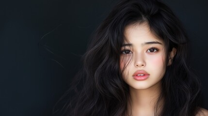 Fototapeta premium Beauty portrait of a woman with voluminous hair for digital media and beauty salons