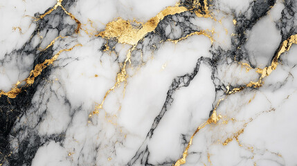 White marble with black and gold veins.