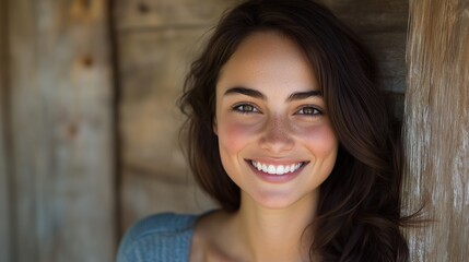 Bright smile portrait of a young woman embracing spring vibes for digital media design