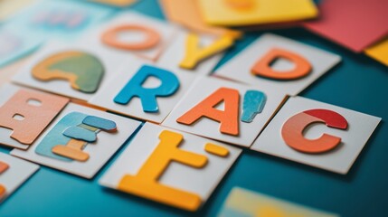 Colorful Alphabet Letters on a Table Surface