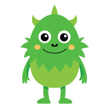 recommend clip art: cute green monster character vector illustration on white background