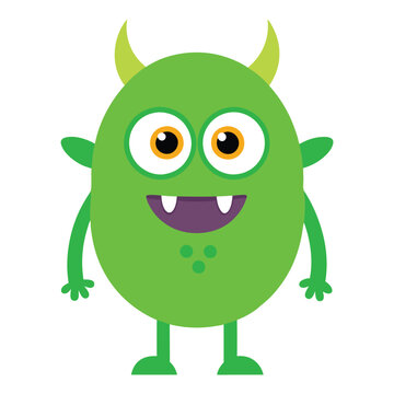 recommend clip art: cute green monster character vector illustration on white background