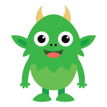 recommend clip art: cute green monster character vector illustration on white background