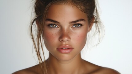 Naklejka premium Fresh spring beauty portrait for fashion and skincare branding