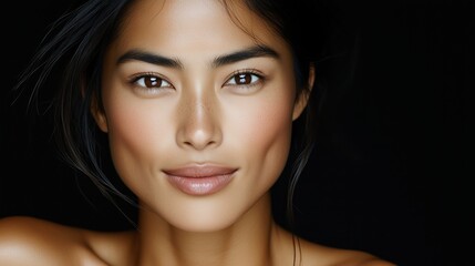 Obraz premium Natural beauty portrait of a woman with smooth skin for skincare and fashion
