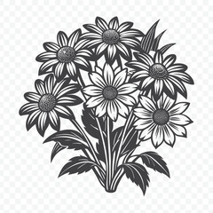 Elegant Floral Bunch Featuring Rudbeckia Silhouette in Detailed Vector Illustration