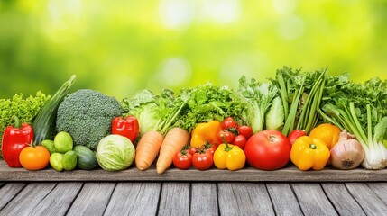 Close-up of vibrant fresh vegetables and fruits on wooden table, symbolizing healthy blood pressure foods, emphasizing natural nutrition and wellness.