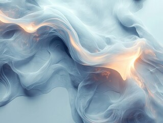 Fototapeta premium futuristic 3d texture featuring liquid smoke swirling and dripping in an otherworldly manner, its translucence creating mesmerizing patterns against a bright white backdrop