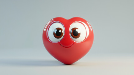 red heart with face