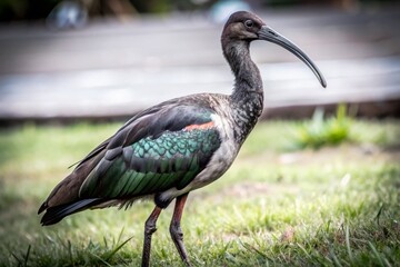 Profile of Strawnecked Ibis in Lush Green Grass - Stunning Wildlife Photography