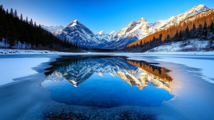 Majestic Snow-Capped Mountains Reflected in Calm Water
