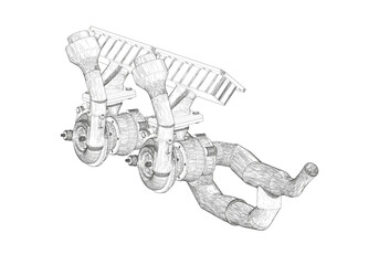 Two turbines on a white background. Mechanical engineering.