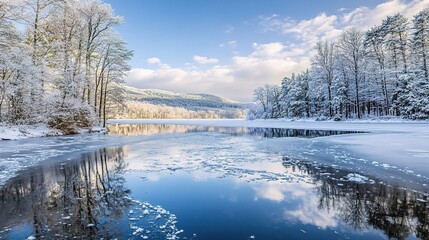 Serene Winter Landscape with Icy Reflections