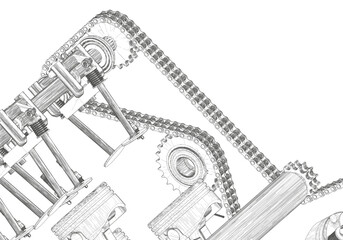 Chain transmission on a white background.