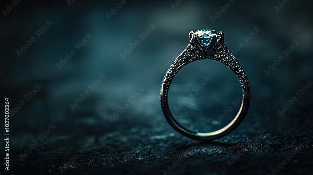 Wall mural elegant diamond ring on dark background