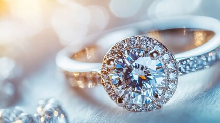 Fototapeta premium Elegant Diamond Ring with Sparkling Accents
