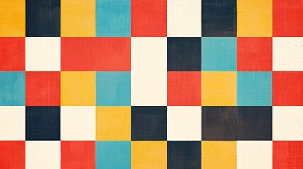 Fototapeta premium A vibrant checkered pattern in bold colors on a white backdrop, perfect for modern creative endeavors.