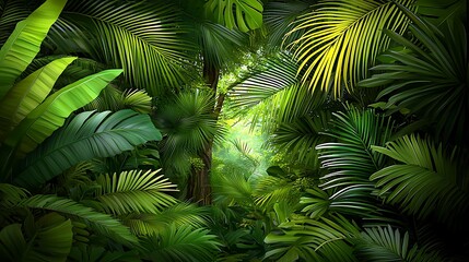 Lush Tropical Rainforest Foliage Background