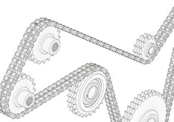 Chain transmission on a white background.