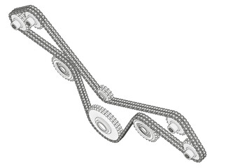 Chain transmission on a white background.