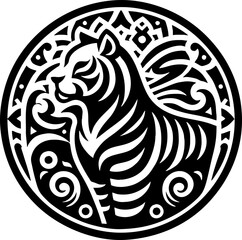 Tiger Solid silhouette Logo in the Mexican style

