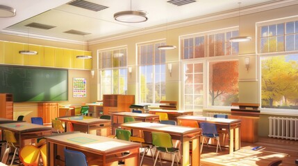interior of a modern school class room