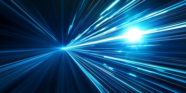 Vibrant abstract blue spark rays creating a futuristic light background for technology-related themes.