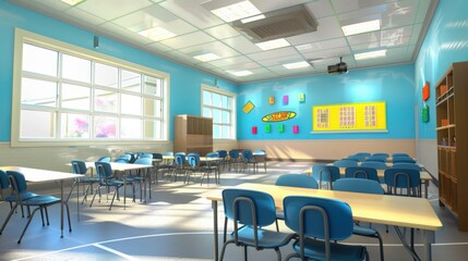 interior of a modern school class room