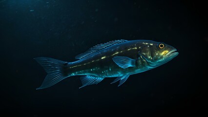 Bioluminescent Fish Glowing in a Dark Ocean Trench – Deep-Sea Life Exploration