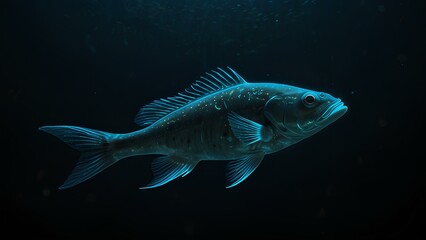 Bioluminescent Fish Glowing in a Dark Ocean Trench – Deep-Sea Life Exploration