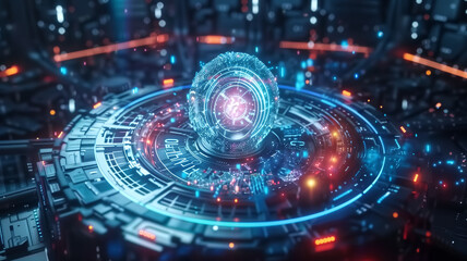 Obraz premium 3D animated NFT art – spinning holographic art piece, shimm…