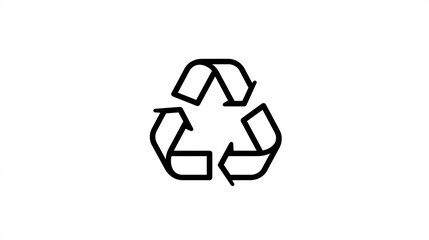 Fototapeta premium Black outline recycling icon on white background