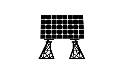 Fototapeta premium Black solar panel on dual support structure